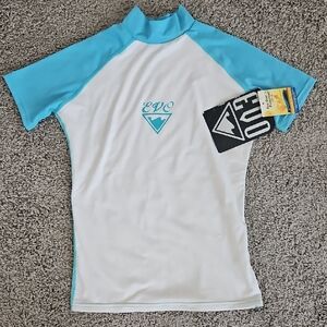 NWT Evo Swim Rash Guard Swimwear White Blue UPF-30 Size M